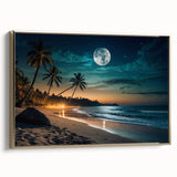 Moonlit Tropical Beach Night – Serene Celestial Wall Art for Home Decor