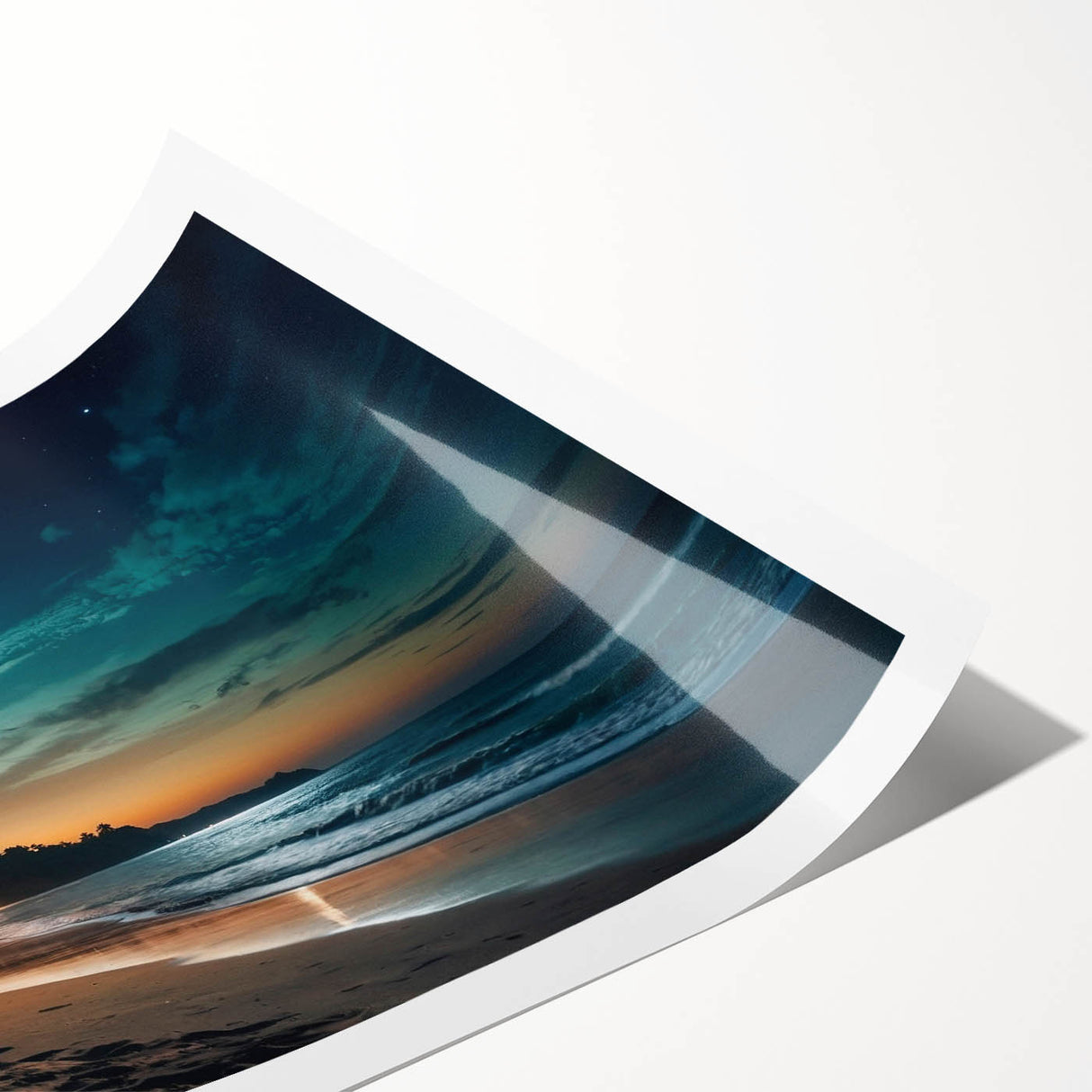 Moonlit Tropical Beach Night – Serene Celestial Wall Art for Home Decor