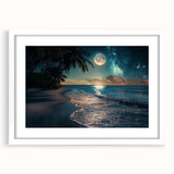 Moonlit Beach with Starry Sky – Tranquil Celestial Wall Art Decor