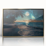 Moonlit Beach with Starry Sky – Tranquil Celestial Wall Art Decor