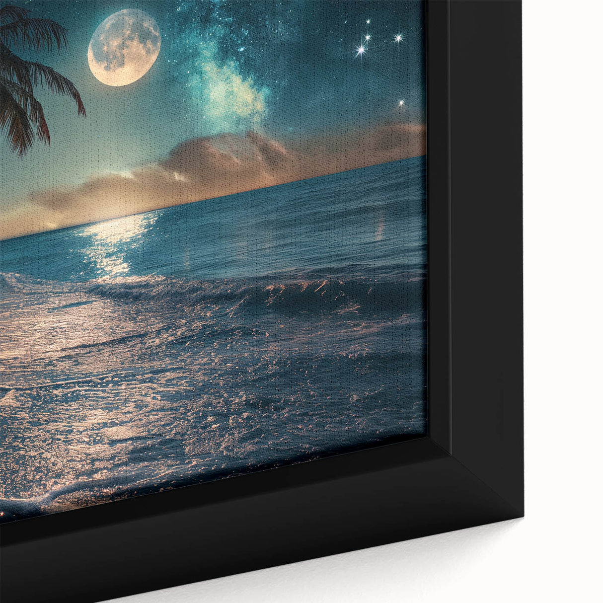 Moonlit Beach with Starry Sky – Tranquil Celestial Wall Art Decor