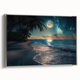 Moonlit Beach with Starry Sky – Tranquil Celestial Wall Art Decor