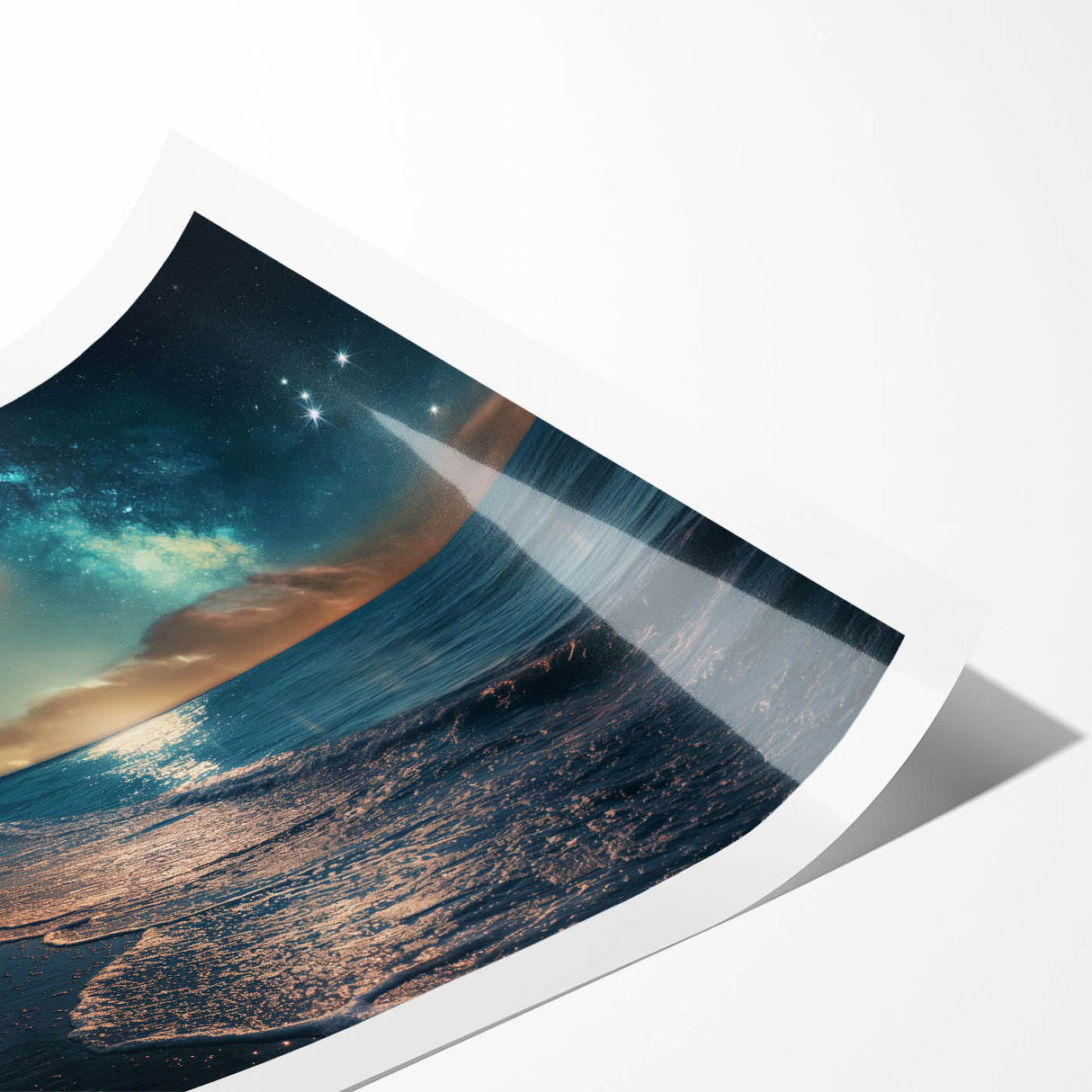 Moonlit Beach with Starry Sky – Tranquil Celestial Wall Art Decor