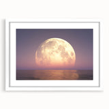 Golden Moonrise Over Ocean – Tranquil Celestial Wall Art for Home Decor"