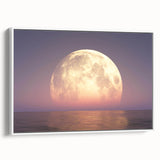 Golden Moonrise Over Ocean – Tranquil Celestial Wall Art for Home Decor"