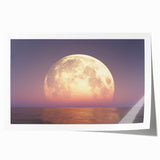 Golden Moonrise Over Ocean – Tranquil Celestial Wall Art for Home Decor"