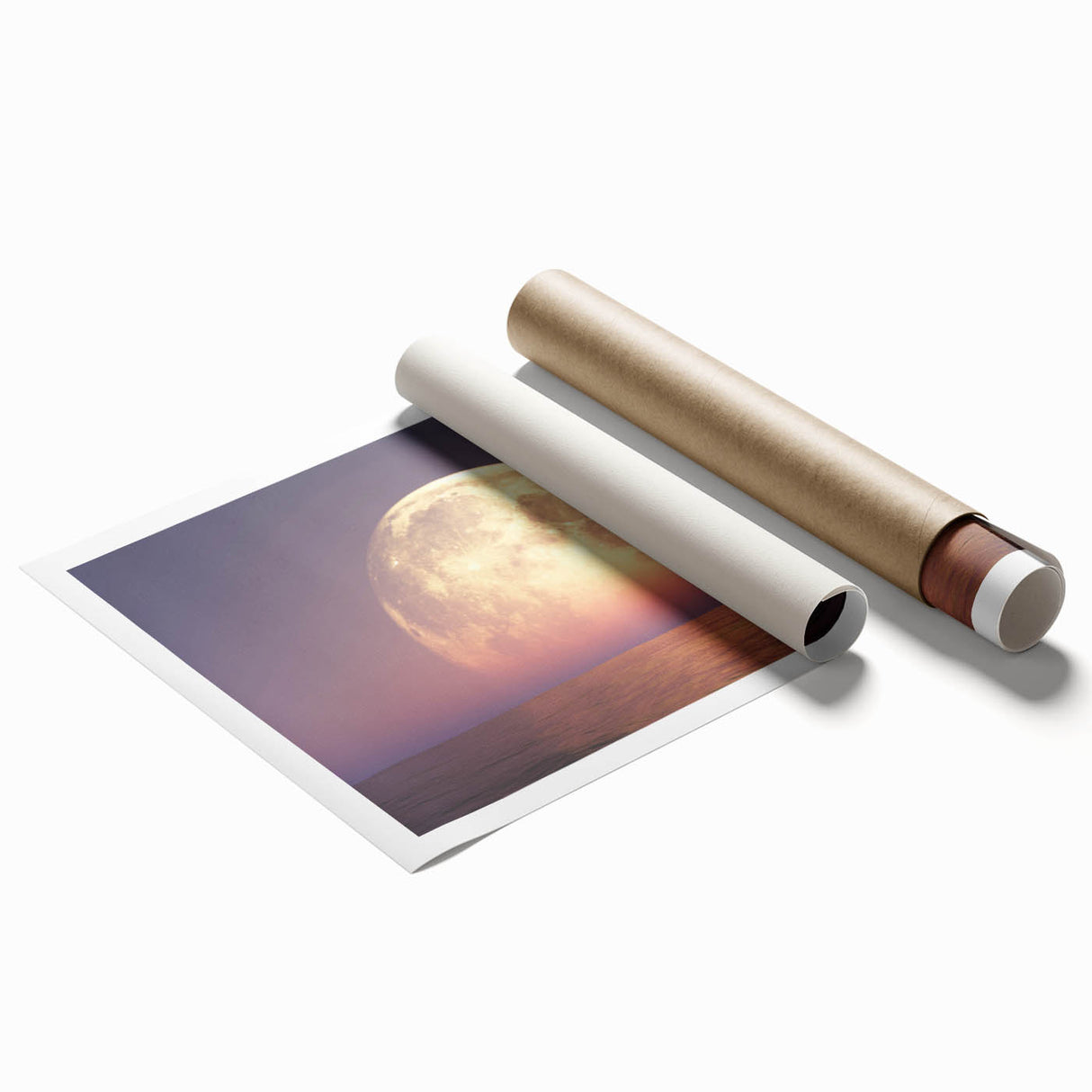 Golden Moonrise Over Ocean – Tranquil Celestial Wall Art for Home Decor"