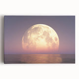 Golden Moonrise Over Ocean – Tranquil Celestial Wall Art for Home Decor"