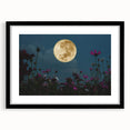 Golden Moon Over Flower Field – Serene Celestial Wall Art for Home