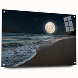 Full Moon Over Ocean Waves – Tranquil Celestial Wall Art for Home