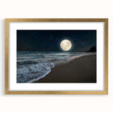 Full Moon Over Ocean Waves – Tranquil Celestial Wall Art for Home