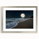 Full Moon Over Ocean Waves – Tranquil Celestial Wall Art for Home