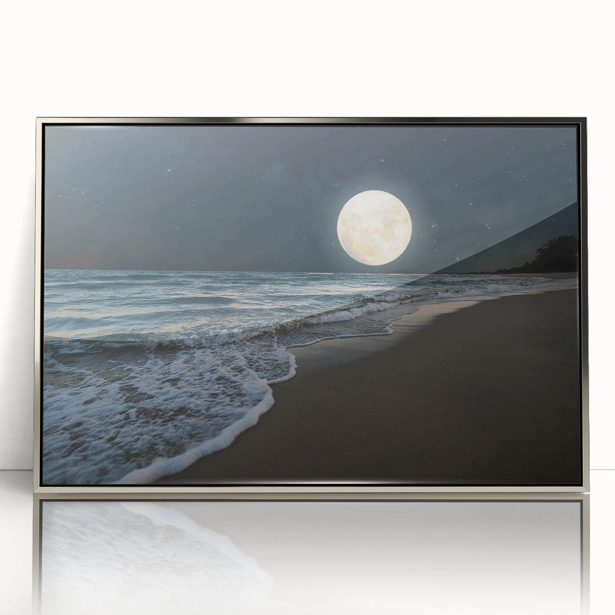 Full Moon Over Ocean Waves – Tranquil Celestial Wall Art for Home