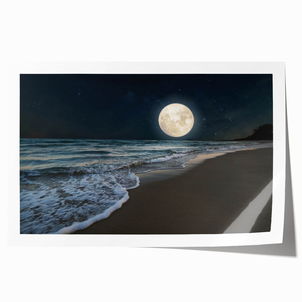 Full Moon Over Ocean Waves – Tranquil Celestial Wall Art for Home