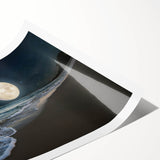 Full Moon Over Ocean Waves – Tranquil Celestial Wall Art for Home