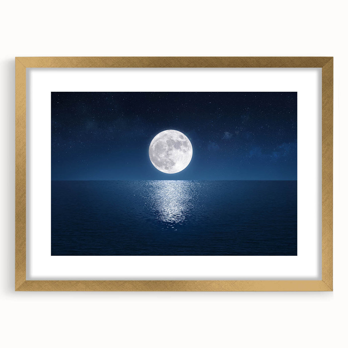 Moon Over Calm Ocean – Peaceful Celestial Wall Art for Home Decor