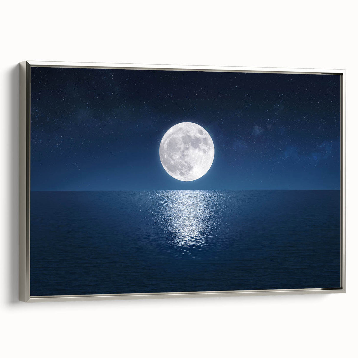 Moon Over Calm Ocean – Peaceful Celestial Wall Art for Home Decor