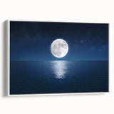 Moon Over Calm Ocean – Peaceful Celestial Wall Art for Home Decor
