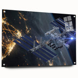 Stunning Satellite in Orbit - Cosmic Wall Decor Space-Themed Canvas Art