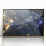 Stunning Satellite in Orbit - Cosmic Wall Decor Space-Themed Canvas Art