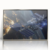 Stunning Satellite in Orbit - Cosmic Wall Decor Space-Themed Canvas Art