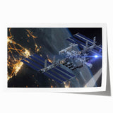 Stunning Satellite in Orbit - Cosmic Wall Decor Space-Themed Canvas Art