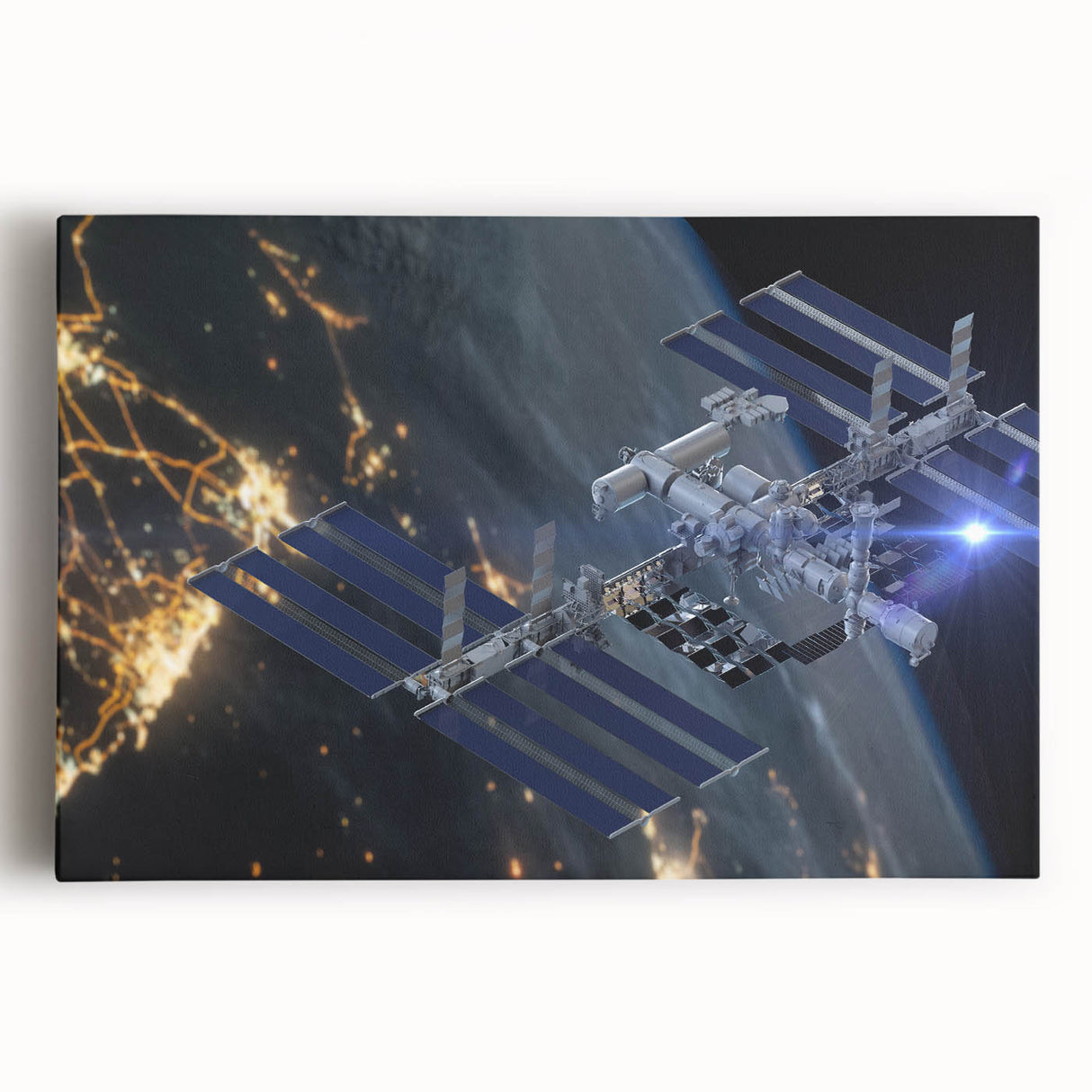Stunning Satellite in Orbit - Cosmic Wall Decor Space-Themed Canvas Art