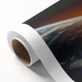 Satellite Orbiting Earth with Fiery Trail - Cosmic Space Wall Art