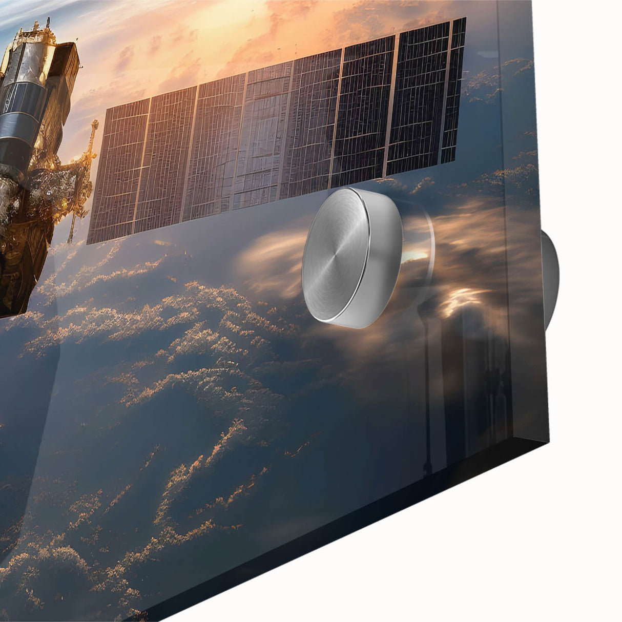 Satellite Over Earth at Sunrise - Stunning Cosmic Space Wall Art