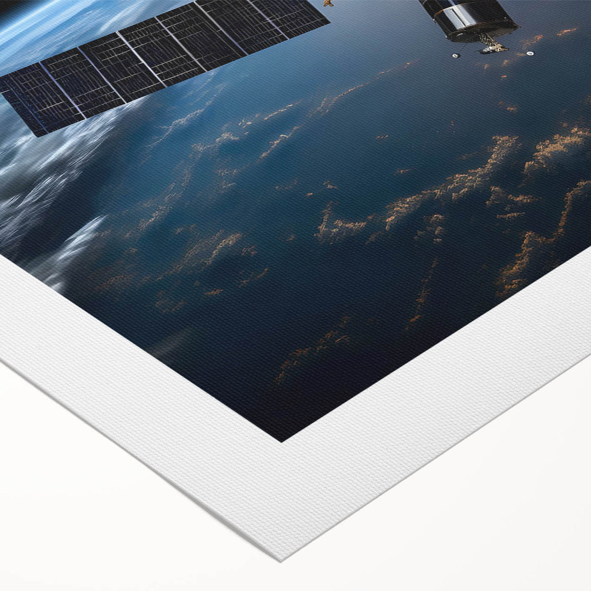 Satellite Over Earth at Sunrise - Stunning Cosmic Space Wall Art