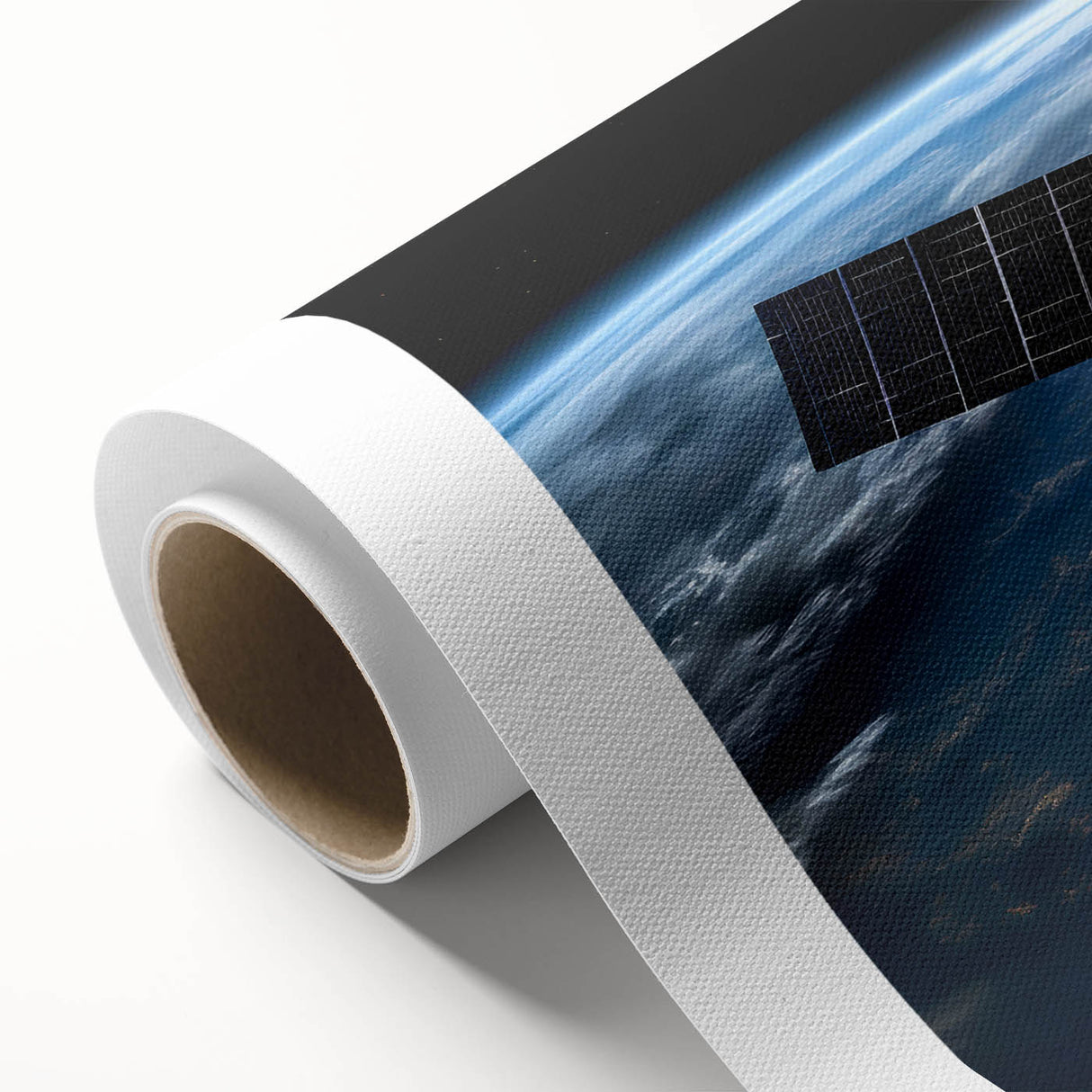 Satellite Over Earth at Sunrise - Stunning Cosmic Space Wall Art