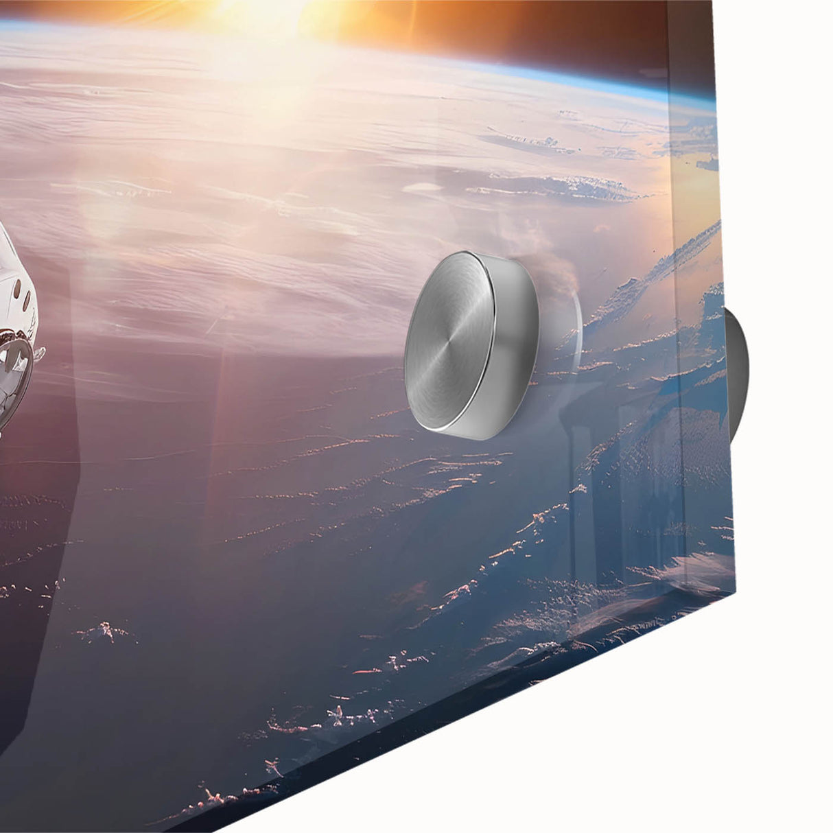 Satellite Over Earth with Sunrise - Stunning Cosmic Wall Art Decor