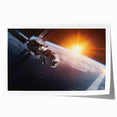 Satellite Over Earth with Sunrise - Stunning Cosmic Wall Art Decor