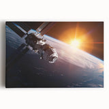 Satellite Over Earth with Sunrise - Stunning Cosmic Wall Art Decor