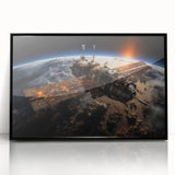 Satellite at Sunrise - Cosmic Wall Decor Space-Themed Canvas Art