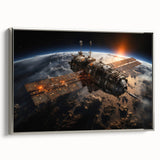 Satellite at Sunrise - Cosmic Wall Decor Space-Themed Canvas Art