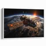 Satellite at Sunrise - Cosmic Wall Decor Space-Themed Canvas Art