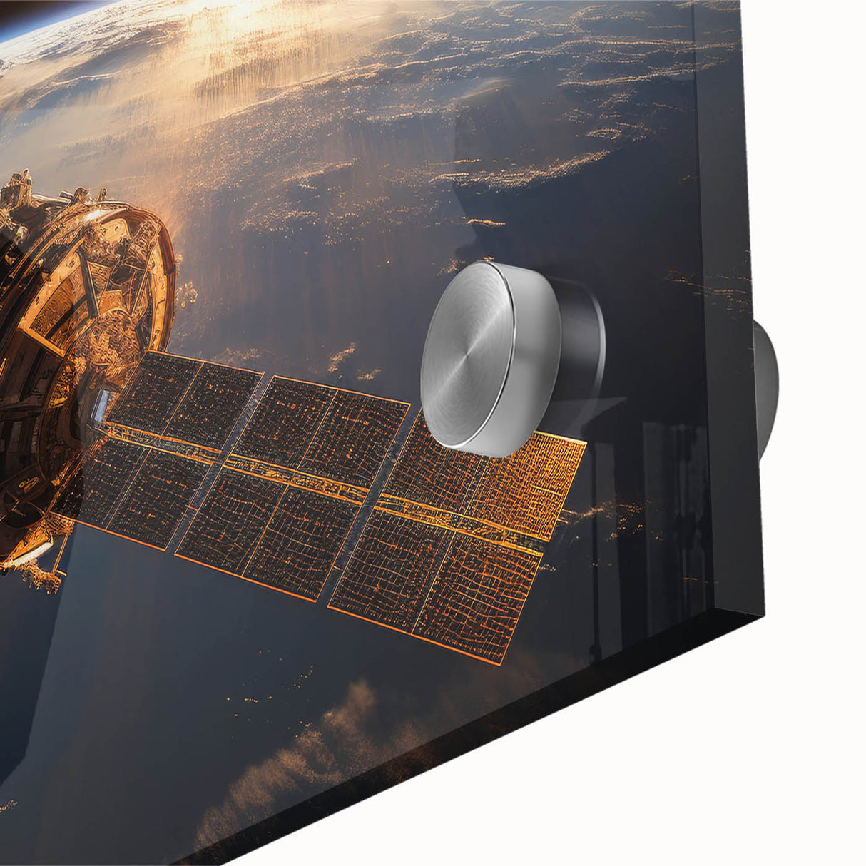 Satellite at Sunrise Over Earth - Stunning Cosmic Wall Decor Art