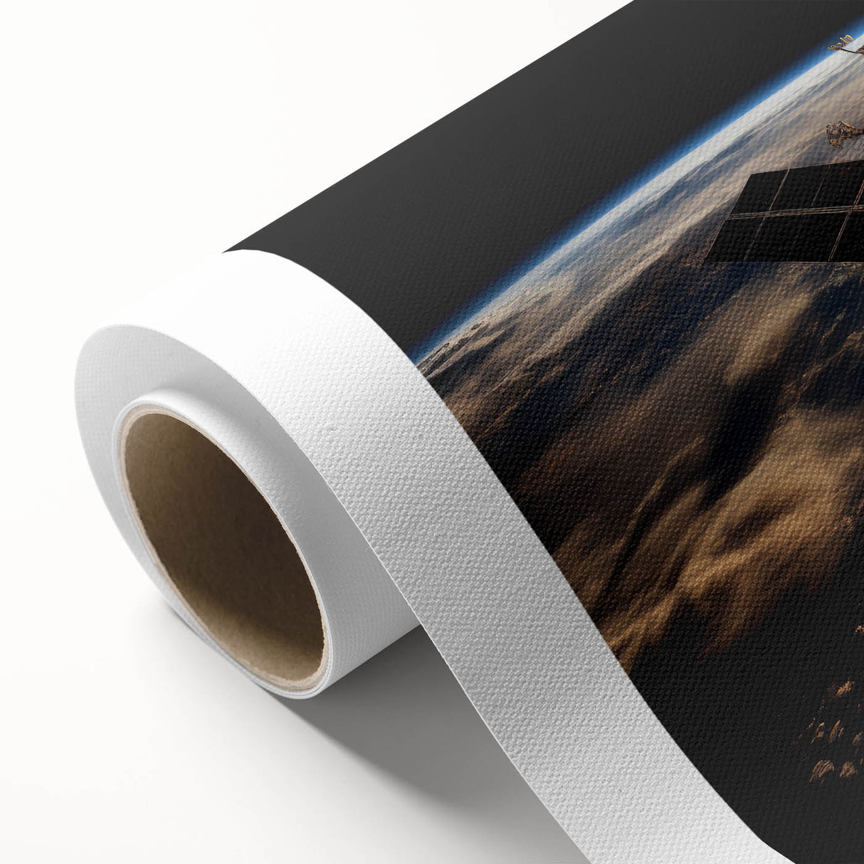Satellite at Sunrise Over Earth - Stunning Cosmic Wall Decor Art