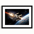 Satellite Launch Over Earth - Space-Themed Wall Art for Home Decor