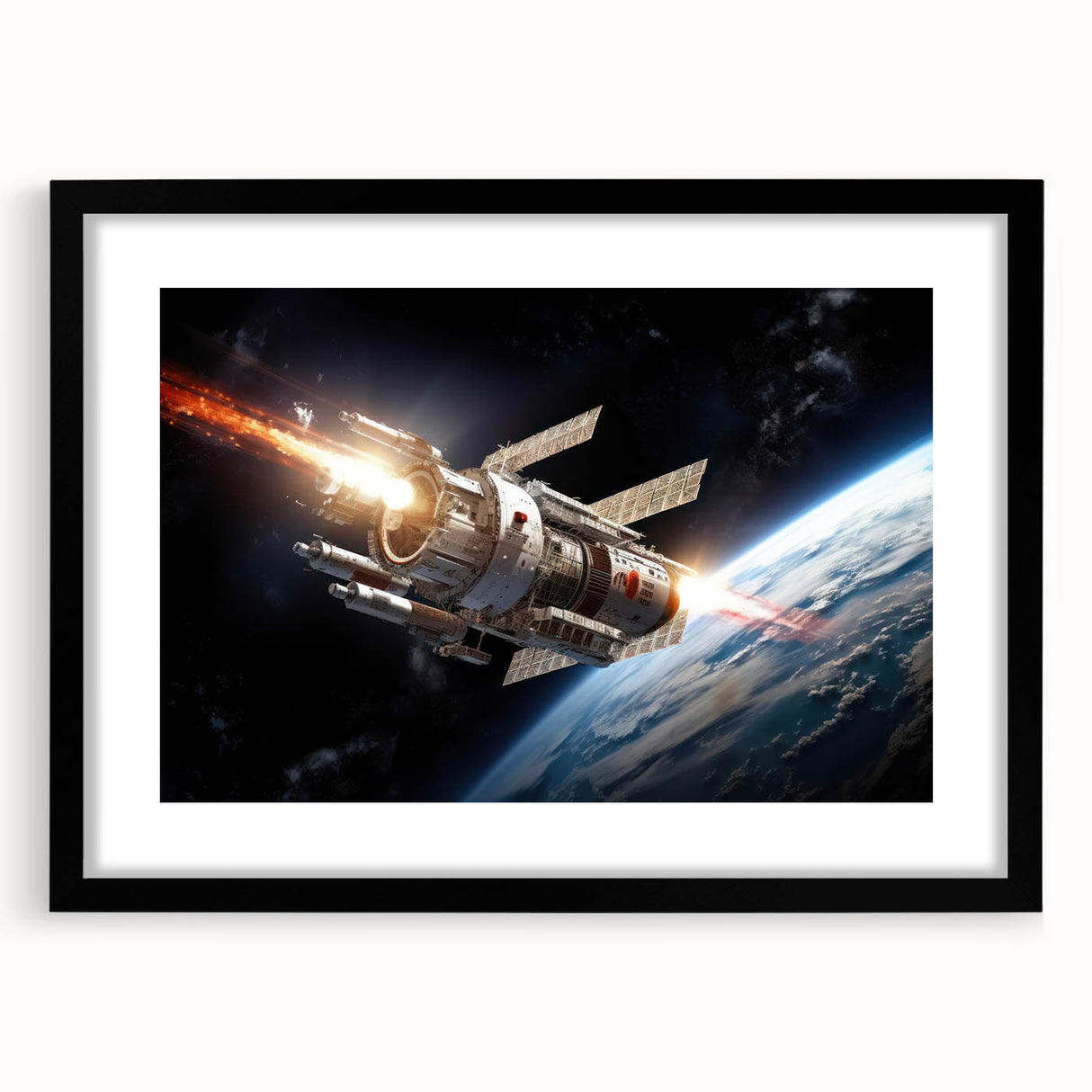 Satellite Launch Over Earth - Space-Themed Wall Art for Home Decor