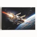 Satellite Launch Over Earth - Space-Themed Wall Art for Home Decor