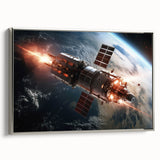 Satellite Firing Through Space - Cosmic Wall Art for Space Lovers