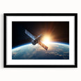 Satellite at Sunrise Over Earth - Cosmic Wall Art for Space Lovers