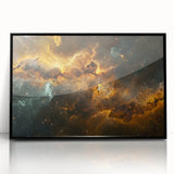 Golden Nebula Explosion Art - Space-Themed Cosmic Wall Decor Print
