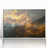 Golden Nebula Explosion Art - Space-Themed Cosmic Wall Decor Print