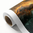 Golden Nebula Explosion Art - Space-Themed Cosmic Wall Decor Print