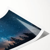 Starry Night Sky Over Forest Art - Cosmic Wall Decor for Nature Lovers