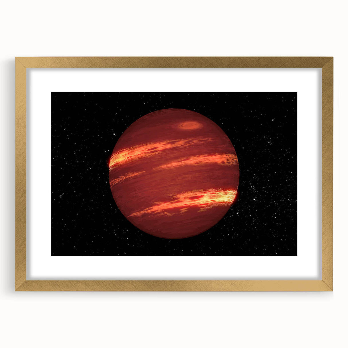 Red Gas Giant Planet Art - Cosmic Space-Themed Wall Decor for Homes
