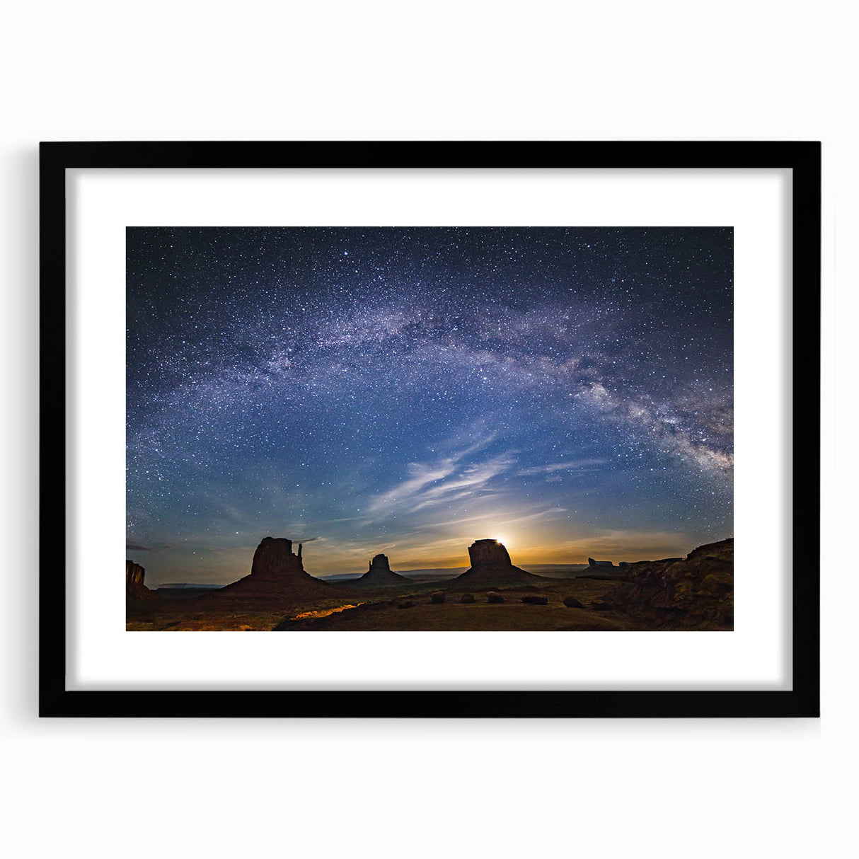 Milky Way Over Desert Monuments Art - Cosmic Night Sky Wall Decor